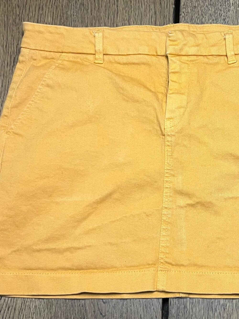 Uniqlo Womens Mini Skirt Size 4 Yellow Cotton Stretch Casual Preppy A-Line Skirt